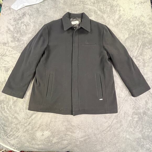Calvin Klein Black Wool Cashmere Blend Overcoat XL - Picture 1 of 12